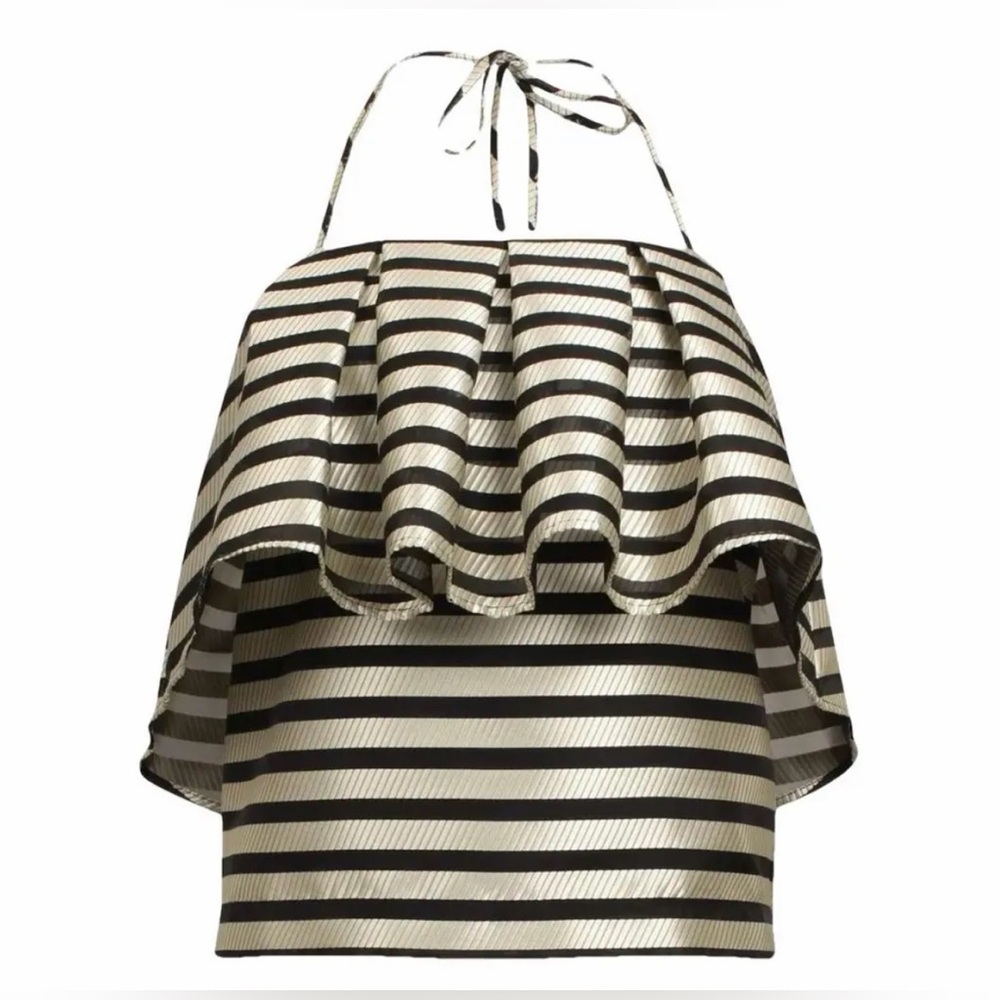 Baum und Pferdgarten Striped Black and White Women's ruffled crop top